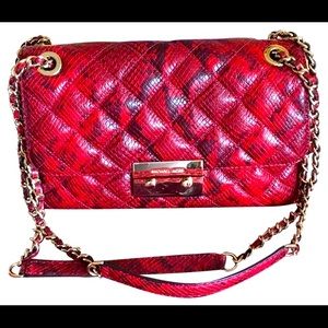 Michael Kors Sloan Red and Black Embossed Snakeskin Crossbody Bag